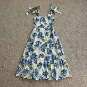 Pink Lily x Cmcoving blue hydrangea midi dress